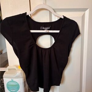 Urban Outfitters Black Short Sleeve Crop Top with Back Cutout